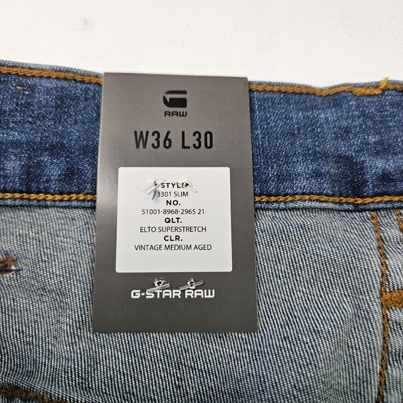 G-Star Raw Men's 3301 Slim Fit Jeans size 36/30 - Picture 9 of 13